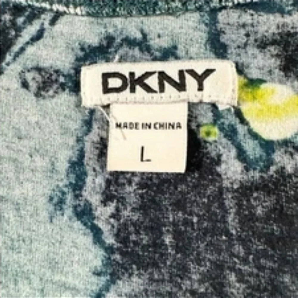 DKNY Sleep Shirt Women Large Floral   Abstract Spotted Tank Cover Up 100% Cotton